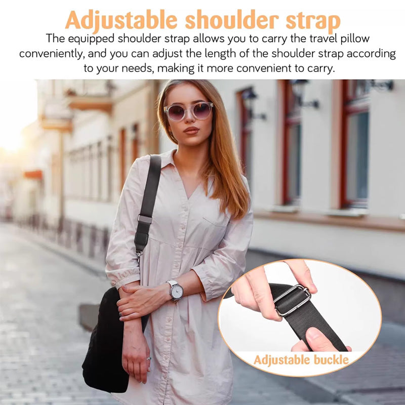 U-Shaped Velvet Travel Neck Pillow Ergonomic Portable Storage Pouch