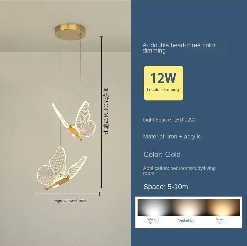 Butterfly LED Chandelier Minimalist Luxe Pendant Lighting Bedroom Dining Area