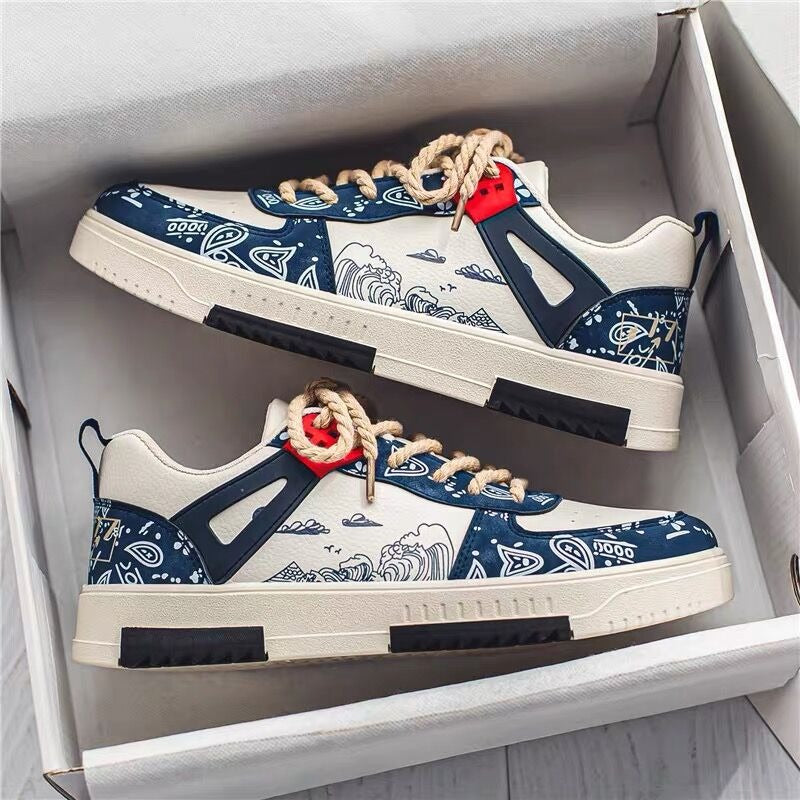 Men's Detailed Artwork Breathable Shoes Casual Green Blue Footwear