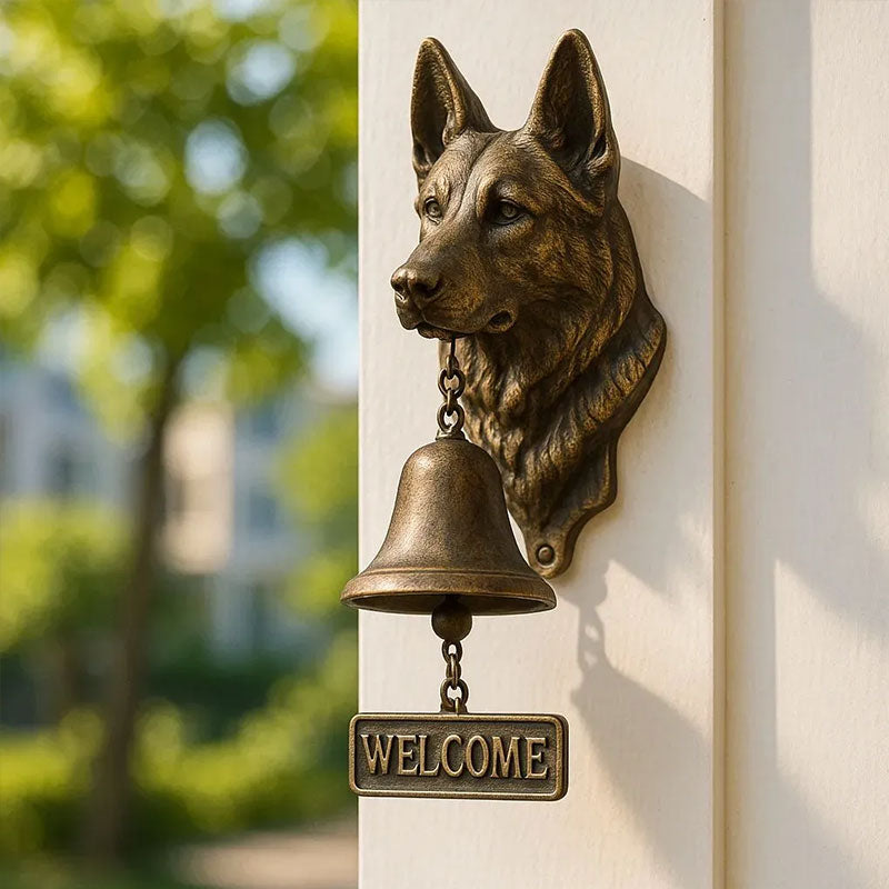 Antique Bulldog Dobermann Door Chime Wall Accessory Metal Merchant Signal Bell