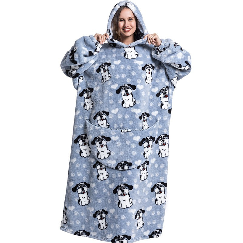 Oversized Blanket Hoodie Adults Ultra-Soft Warm Long Hooded Fleece Pockets