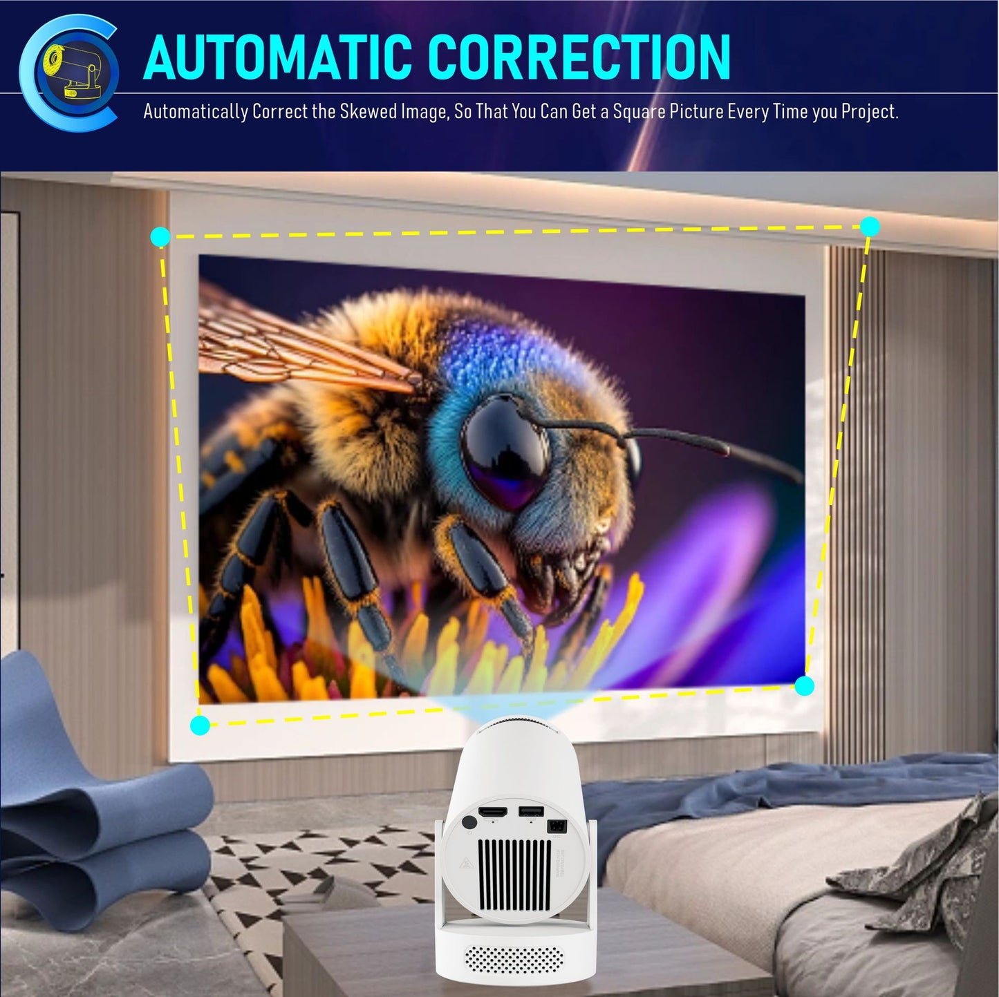 HY300 Ultra Portable Projector H713 HD Android Smart Home Outdoor Entertainment