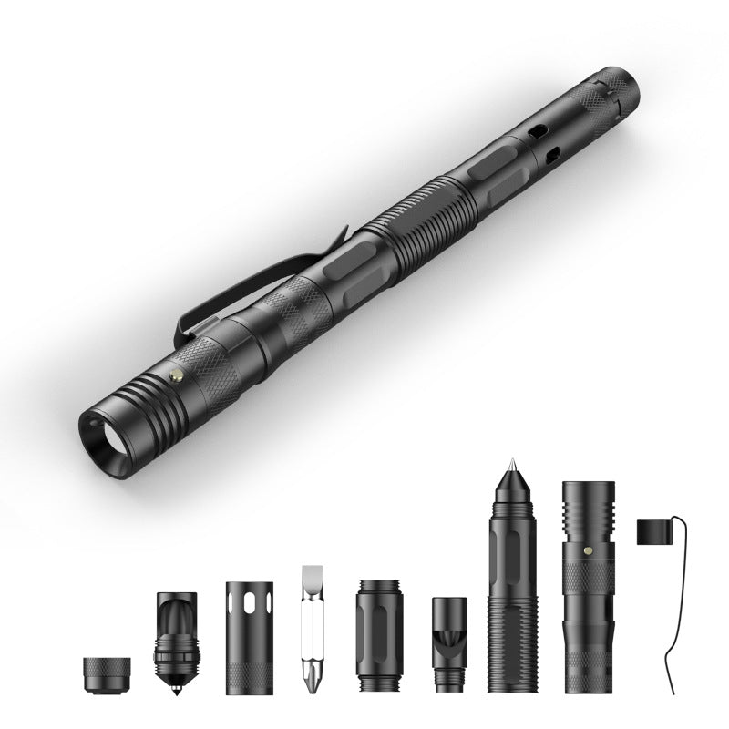 Tactical Pen LED Flashlight Emergency Glass Breaker EDC Survival Tool Aluminium