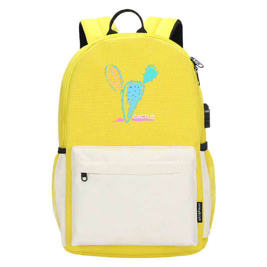 Oxford Cloth Backpack Lightweight Adjustable Straps Schoolbag Cartoon Pattern