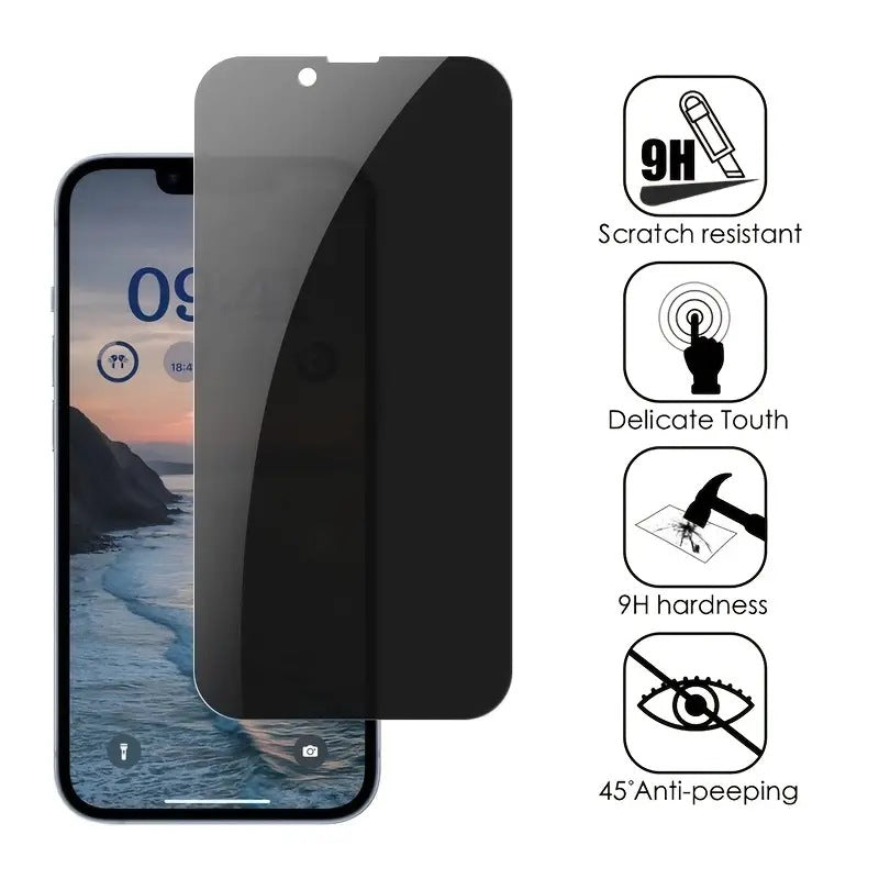4 Pack Anti-Spy Tempered Glass For iPhone 15 14 13 Pro Max Privacy Screen