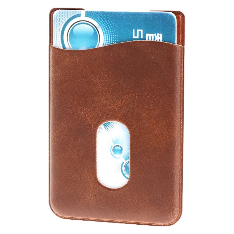 Leather Card Holder Sticker For Mobile Phone Back Pocket Wallet Case Black Brown