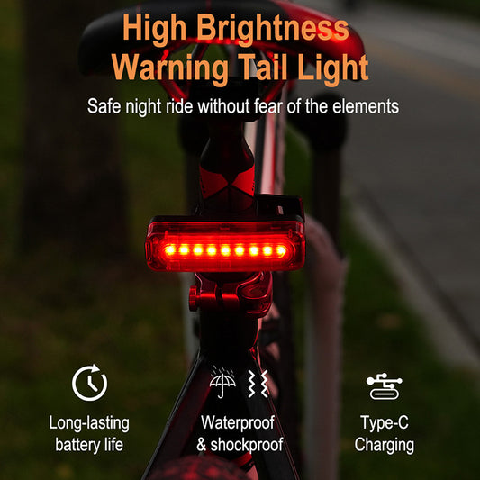 Type-C Rechargeable LED Bicycle Taillight Night Riding Visibility Safety Light