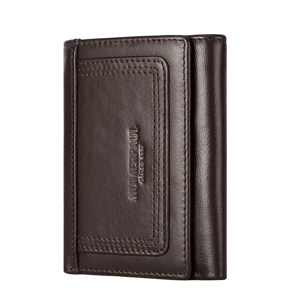 RFID Leather Wallet Men Coin Purse Zipper Multi Card Holder Secure Pocket Storage