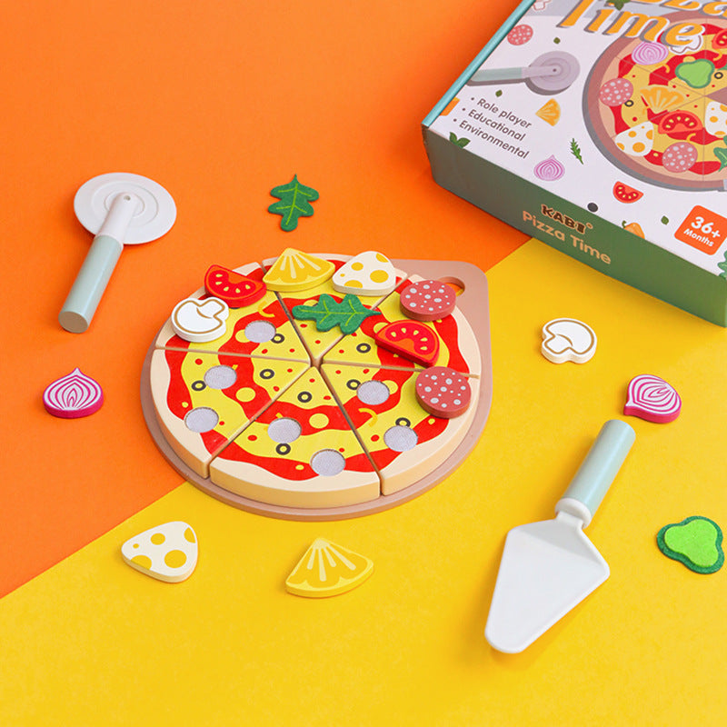 Children Wooden Kitchen Playset Role Play Vegetable Pizza Chef Cooking Toy Set