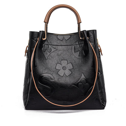 Large Capacity Women's Embossed Tote Bag Maternity Bucket Bag Fashion Accessory
