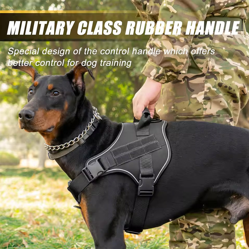 Large Breed Tactical Dog Vest Military Training Harness Molle System Adjustable
