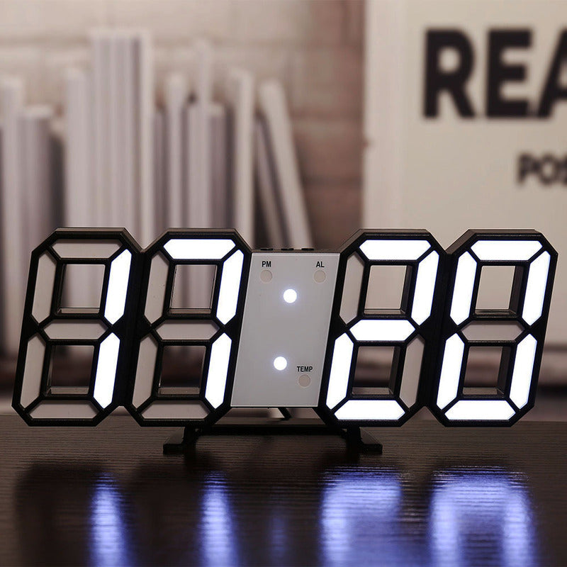 3D LED Digital Alarm Clock USB Charging 12/24 Hour Format Office Bedroom Kitchen