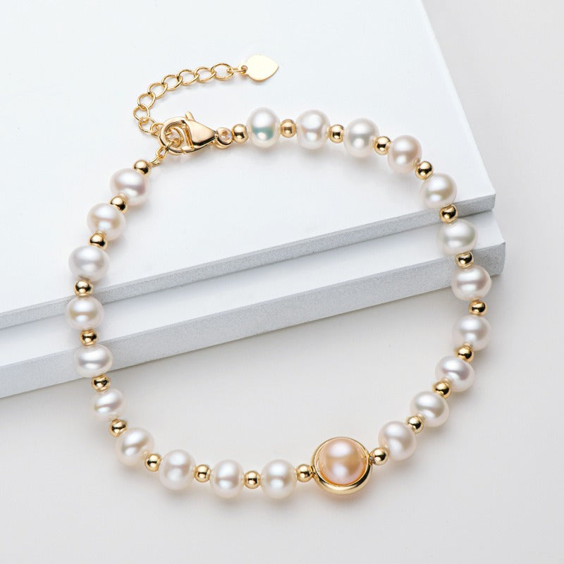 Elegant 14K Gold Plated Freshwater Pearl Bracelet Jewellery Premium