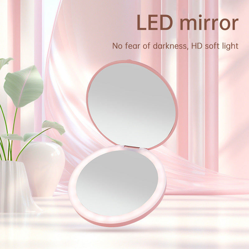 2x Portable LED Makeup Mirror Compact Rechargeable Beauty Light Travel Vanity