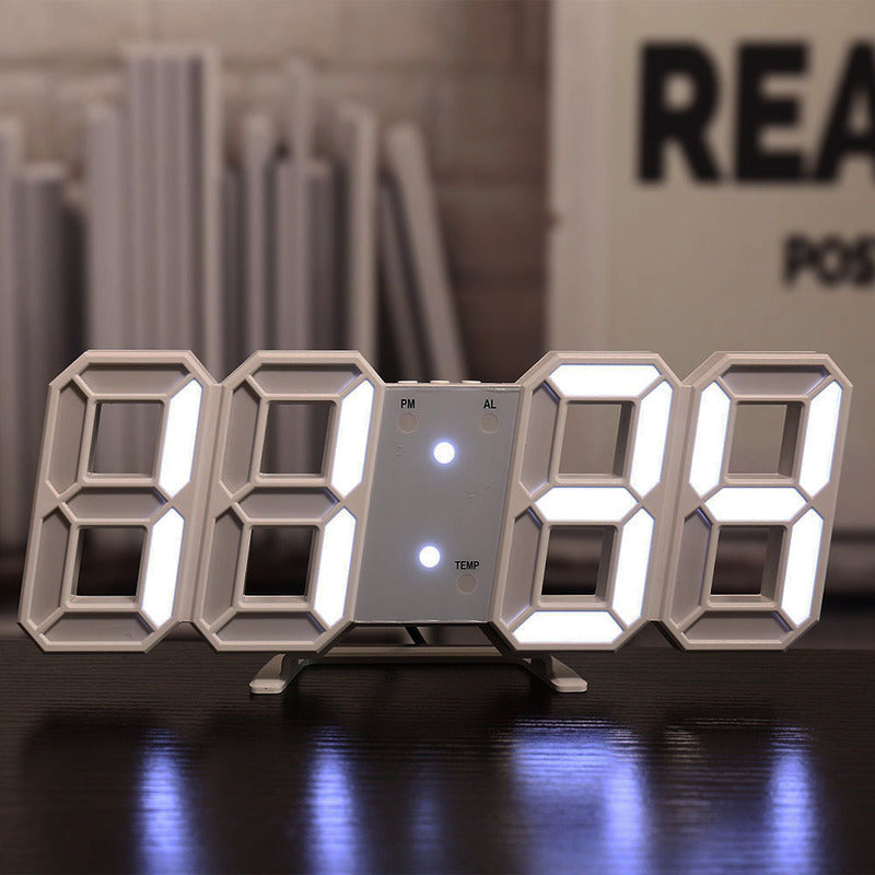 3D LED Digital Alarm Clock USB Charging 12/24 Hour Format Office Bedroom Kitchen
