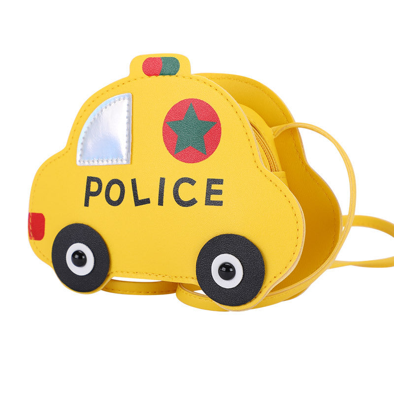 Kids Cartoon Police Car Shoulder Bag Lightweight School Travel Storage Pouch