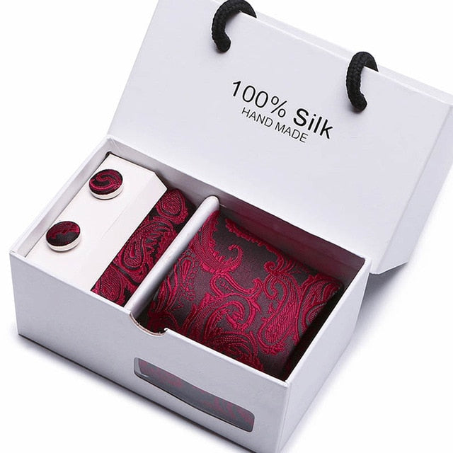 100% Silk 3pc Men's Plaid Tie Set Extra Long Woven Neck Ties Suit Gift Box