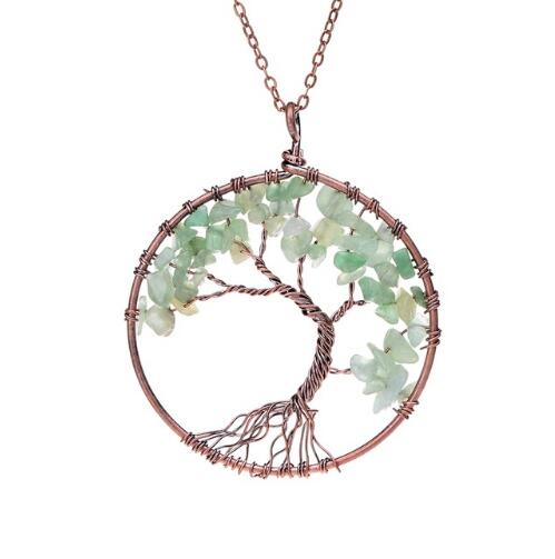 5CM Tree Of Life Crystal Natural Stone Pendant Necklace