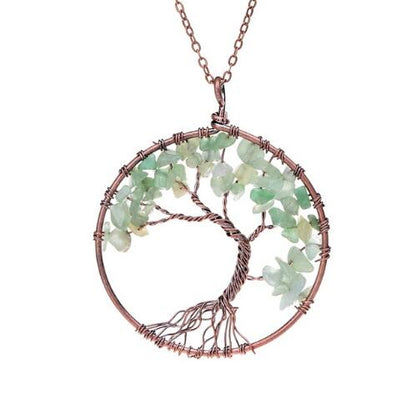 5CM Tree Of Life Crystal Natural Stone Pendant Necklace