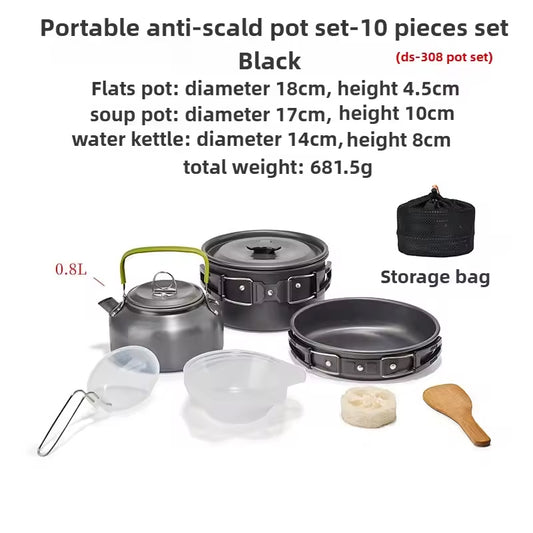 Camping Cookware Set 3 Piece Aluminium Lightweight Outdoor Hiking Essentials Kit