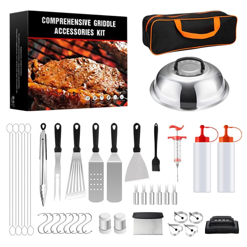Stainless Steel BBQ Tool Set 43pc Grill Utensils Spatula Tongs Skewers Brush