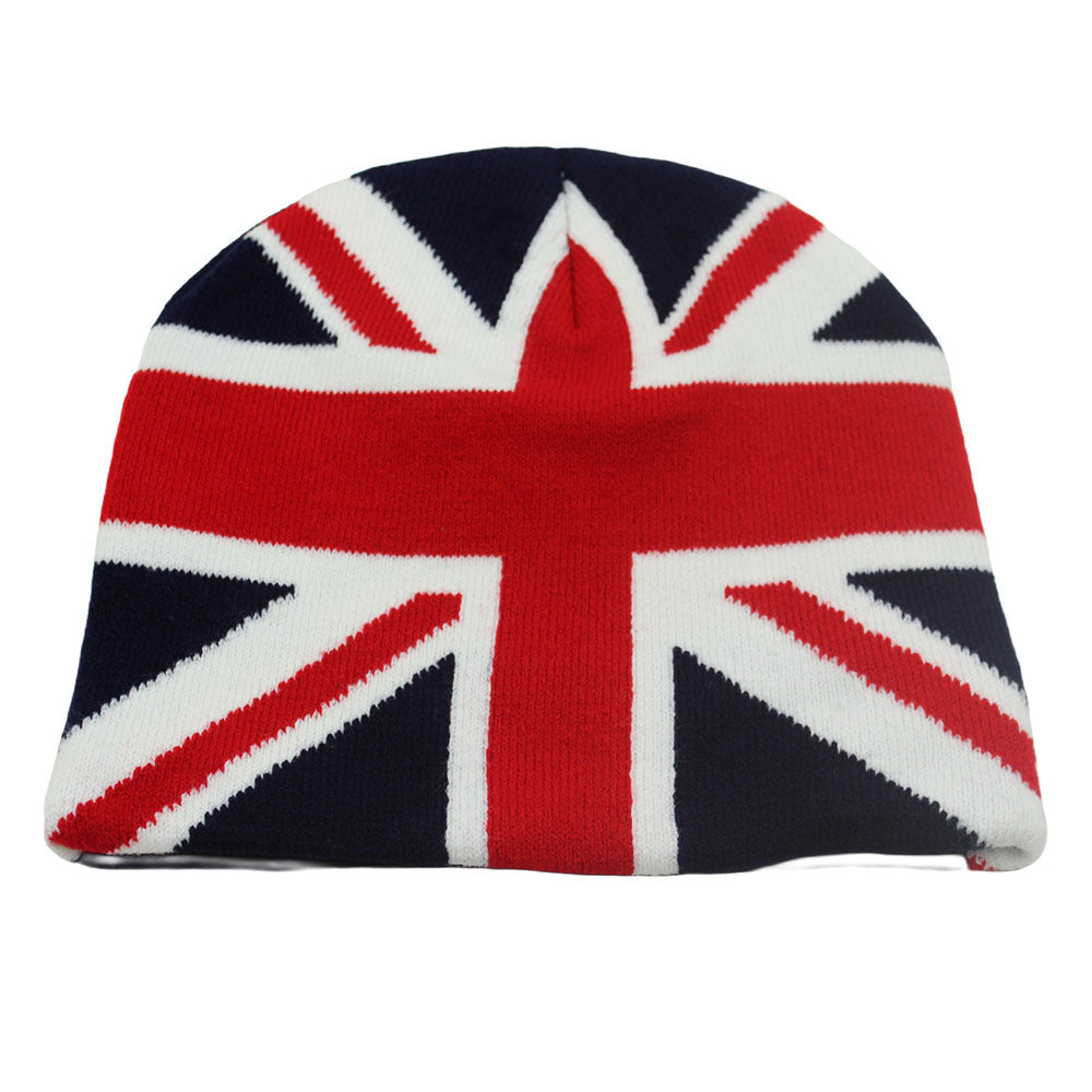 UK Flag Rice Jacquard Knit Beanie Thermal Insulation Winter Cap Climate Guard