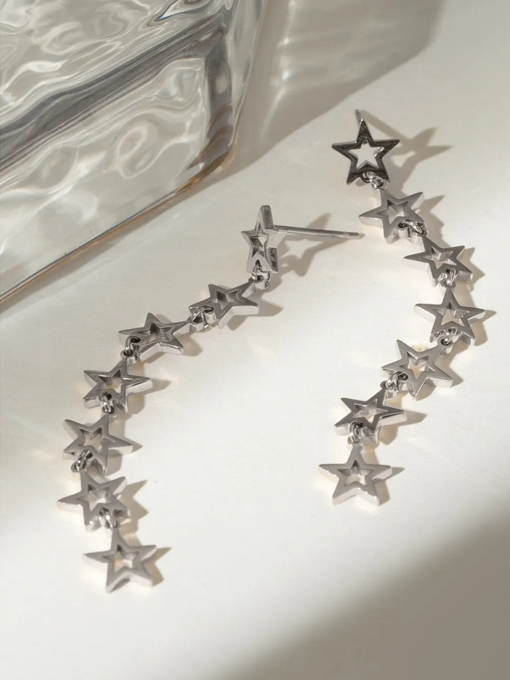 Stainless Steel Cutout Star Dangle Earrings Studs Gold Silver Plated Jewellery