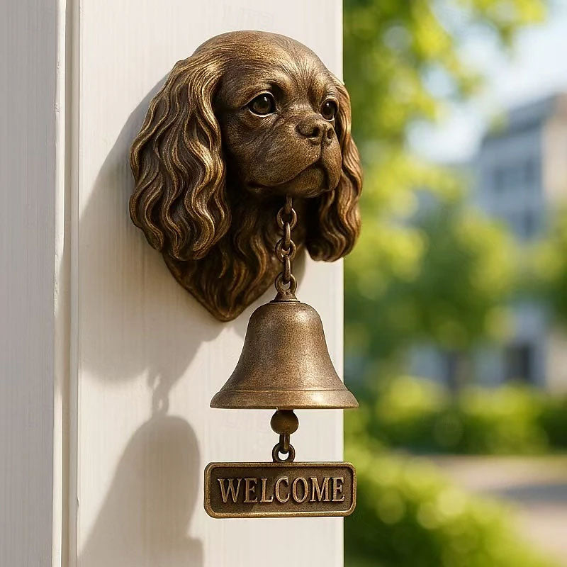 Antique Bulldog Dobermann Door Chime Wall Accessory Metal Merchant Signal Bell