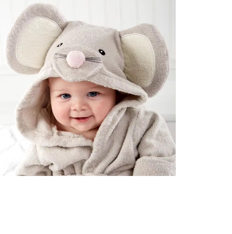 Adorable Hooded Animal Baby Bathrobe Ages 0-2 | Soft, Comfortable, Fun Designs