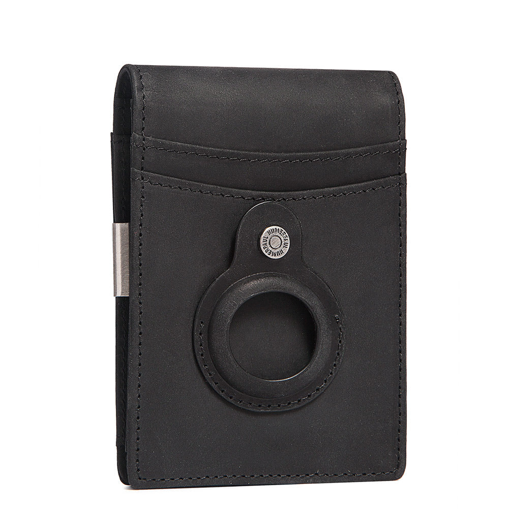 Men's Leather Wallet RFID Blocking Slim For Airtag Slot Secure Credit Card Holder