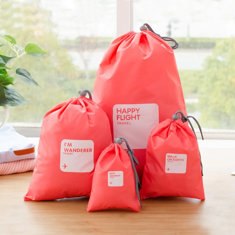 Travel Packing Organizers Four Piece Set Polyester Lightweight Storage Cubes