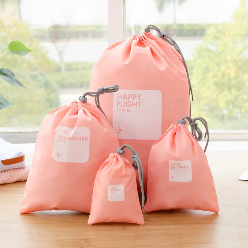 Travel Packing Organizers Four Piece Set Polyester Lightweight Storage Cubes