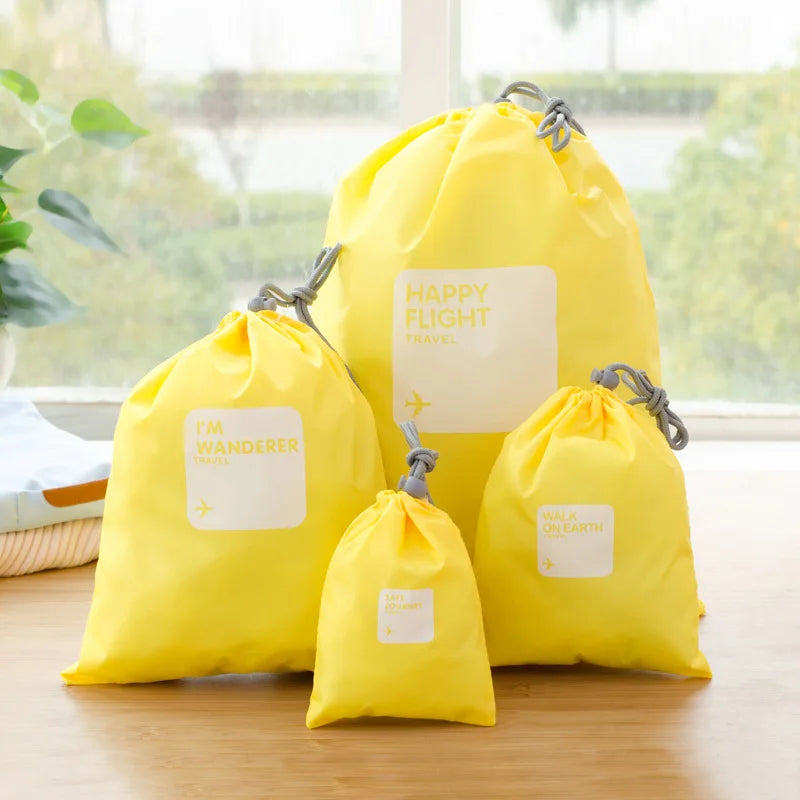Travel Packing Organizers Four Piece Set Polyester Lightweight Storage Cubes