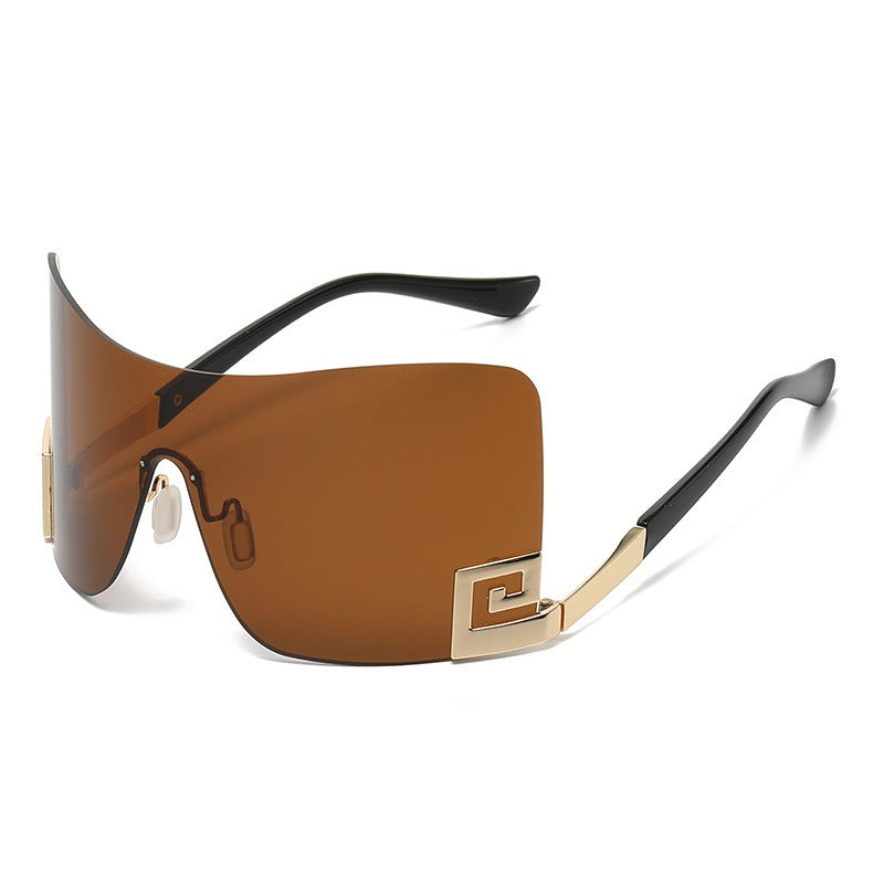 Large Frame Integrated Sunglasses UV400 Metal Arms Durable Unisex Outdoor Use