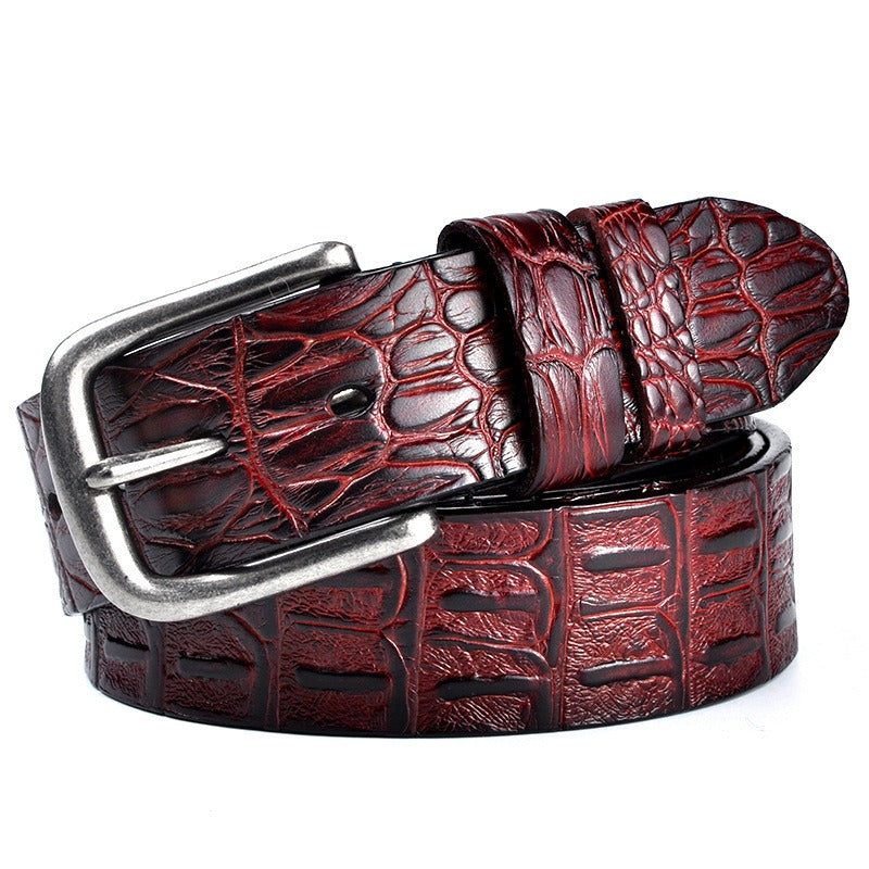 Men's Genuine Leather Crocodile Design Belt Buckle Cowhide Black Accessories