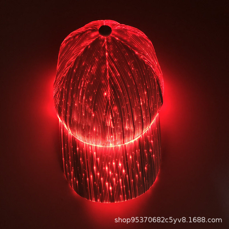 LED Fibre Optic Illuminated Hat Hip-Hop Style Glowing Baseball Cap Event Gear
