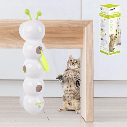 Interactive Smart Caterpillar Cat Toy Suction Grip Lively Feather Tail Motion