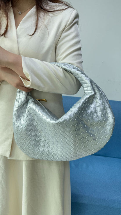 Women's Woven Tote Bag Faux Leather Spacious Lightweight Durable Zip Top Closure