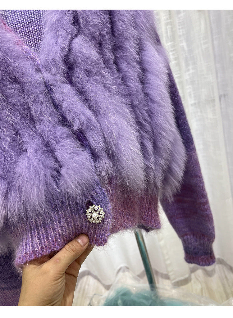 Luxury Women’s Premium Faux Fur Oversized Knit Sweater Cardigan Coat Jacket