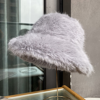 Women's Plush Winter Fisherman Bucket Hat Thick Warm Insulated Hats Caps