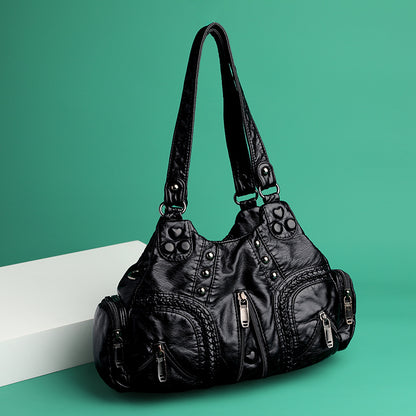 Vintage Women Faux Leather Shell Shaped Medium Elegant Shoulder Bag Accessory