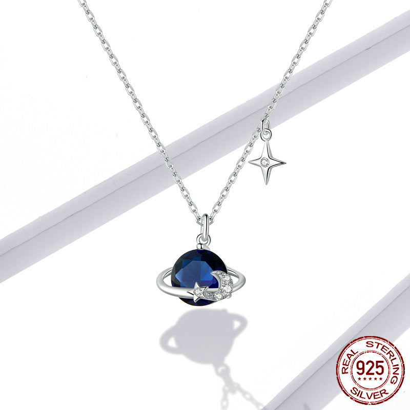 S925 Sterling Silver Starry Sky Charm Necklace Adjustable Link Chain Jewellery