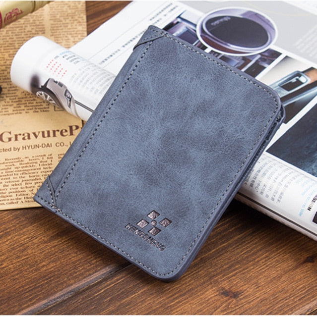 Men's Faux Leather Bifold Wallet Credit Card Slots Coin Pocket Secure Closure