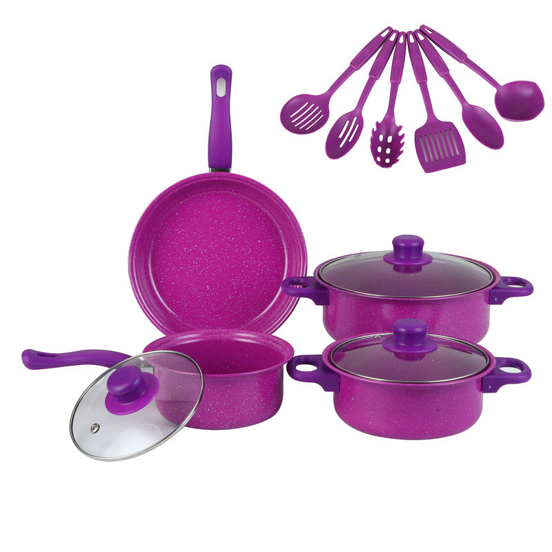 10-Piece Iron Cookware Set, Non-Stick Maifan Stone, Suitable for All Stovetops