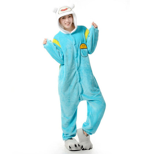 Unisex Cartoon Animal Jumpsuit Sleepwear Flannel Winter Warm Overall