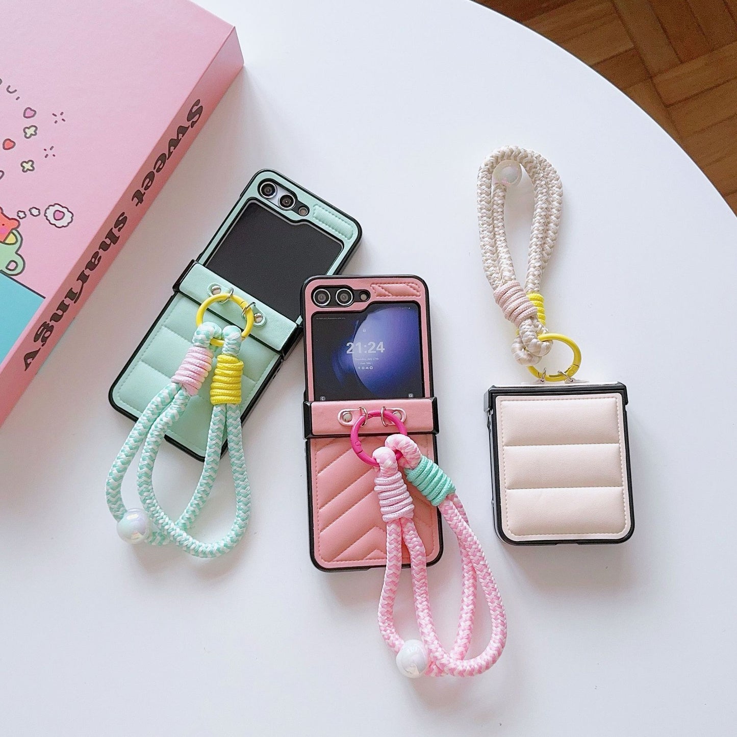 For Samsung Galaxy Z Flip Leather Stripe Case 5th Gen Smartphone Protection