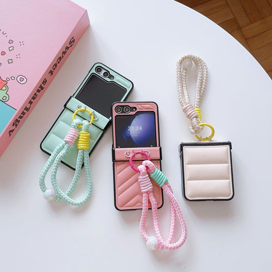 For Samsung Galaxy Z Flip Leather Stripe Case 5th Gen Smartphone Protection