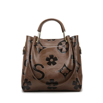 Large Capacity Women's Embossed Tote Bag Maternity Bucket Bag Fashion Accessory