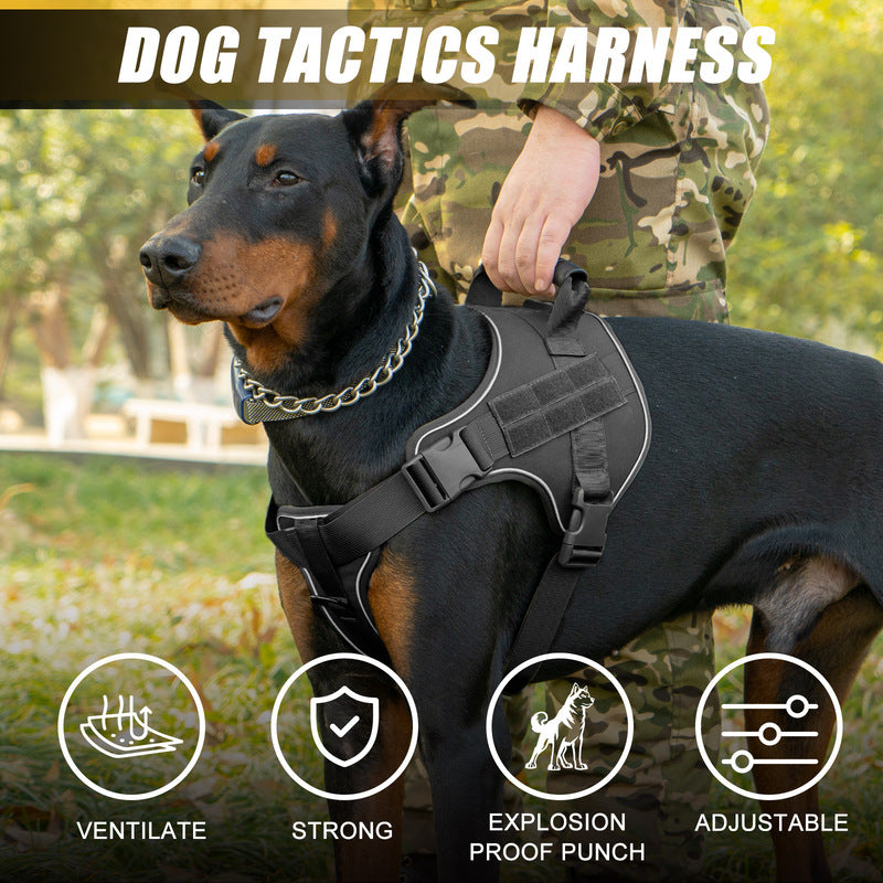 Large Breed Tactical Dog Vest Military Training Harness Molle System Adjustable