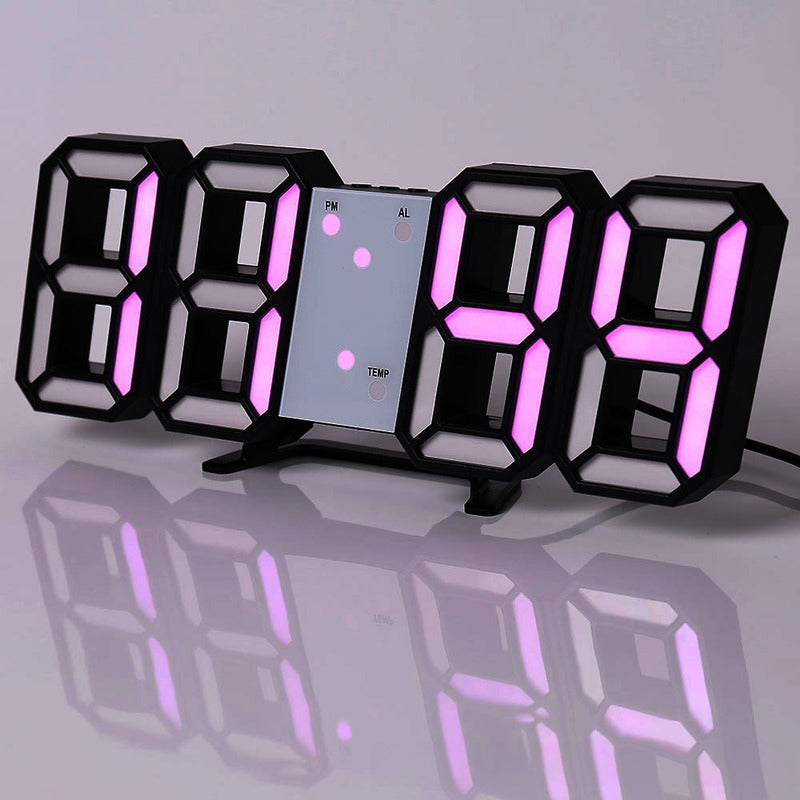 3D LED Digital Alarm Clock USB Charging 12/24 Hour Format Office Bedroom Kitchen